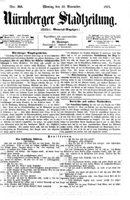 Nürnberger Stadtzeitung (Nürnberger Abendzeitung) Montag 10. November 1873