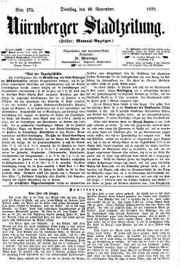 Nürnberger Stadtzeitung (Nürnberger Abendzeitung) Dienstag 18. November 1873