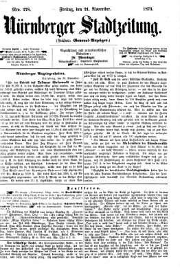 Nürnberger Stadtzeitung (Nürnberger Abendzeitung) Freitag 21. November 1873