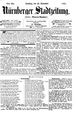 Nürnberger Stadtzeitung (Nürnberger Abendzeitung) Samstag 29. November 1873