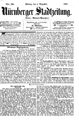 Nürnberger Stadtzeitung (Nürnberger Abendzeitung) Montag 1. Dezember 1873