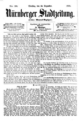 Nürnberger Stadtzeitung (Nürnberger Abendzeitung) Dienstag 16. Dezember 1873