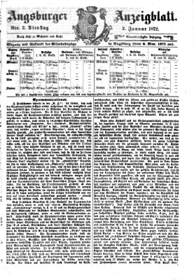 Augsburger Anzeigeblatt Dienstag 2. Januar 1872