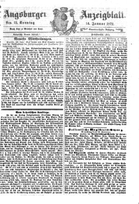 Augsburger Anzeigeblatt Sonntag 14. Januar 1872