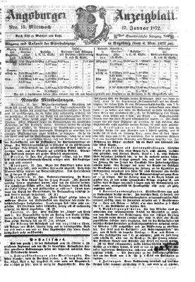 Augsburger Anzeigeblatt Mittwoch 17. Januar 1872