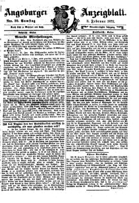 Augsburger Anzeigeblatt Samstag 3. Februar 1872