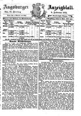 Augsburger Anzeigeblatt Freitag 9. Februar 1872