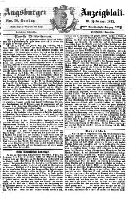 Augsburger Anzeigeblatt Samstag 10. Februar 1872