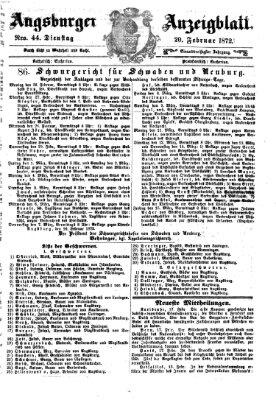 Augsburger Anzeigeblatt Dienstag 20. Februar 1872