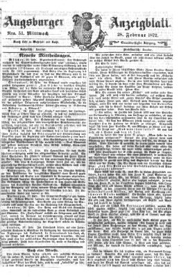 Augsburger Anzeigeblatt Mittwoch 28. Februar 1872