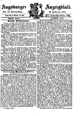 Augsburger Anzeigeblatt Donnerstag 29. Februar 1872