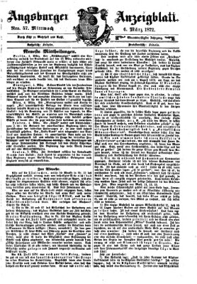 Augsburger Anzeigeblatt Mittwoch 6. März 1872