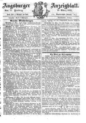 Augsburger Anzeigeblatt Freitag 22. März 1872