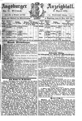 Augsburger Anzeigeblatt Mittwoch 17. April 1872