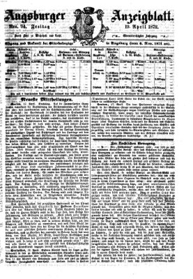 Augsburger Anzeigeblatt Freitag 19. April 1872