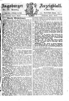 Augsburger Anzeigeblatt Samstag 4. Mai 1872