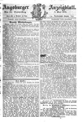 Augsburger Anzeigeblatt Donnerstag 9. Mai 1872