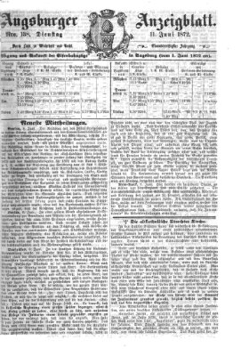 Augsburger Anzeigeblatt Dienstag 11. Juni 1872