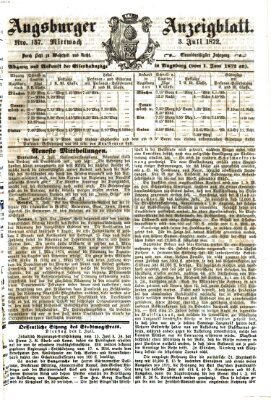 Augsburger Anzeigeblatt Mittwoch 3. Juli 1872