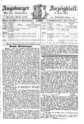 Augsburger Anzeigeblatt Donnerstag 11. Juli 1872