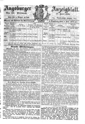 Augsburger Anzeigeblatt Mittwoch 17. Juli 1872