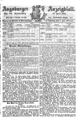 Augsburger Anzeigeblatt Donnerstag 18. Juli 1872