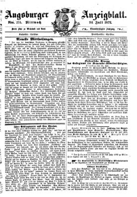 Augsburger Anzeigeblatt Mittwoch 24. Juli 1872