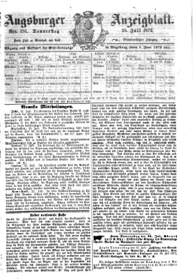 Augsburger Anzeigeblatt Donnerstag 25. Juli 1872