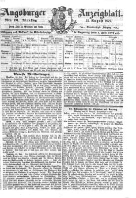 Augsburger Anzeigeblatt Dienstag 13. August 1872