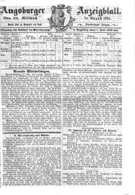 Augsburger Anzeigeblatt Mittwoch 14. August 1872