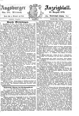 Augsburger Anzeigeblatt Mittwoch 28. August 1872