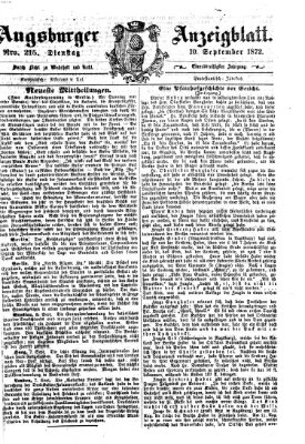 Augsburger Anzeigeblatt Dienstag 10. September 1872