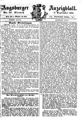 Augsburger Anzeigeblatt Mittwoch 11. September 1872