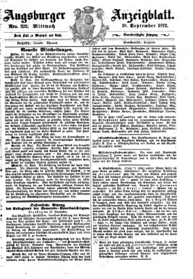 Augsburger Anzeigeblatt Mittwoch 18. September 1872