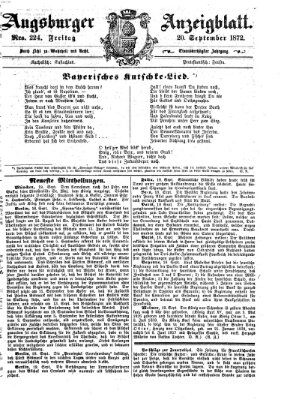 Augsburger Anzeigeblatt Freitag 20. September 1872