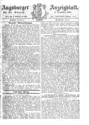 Augsburger Anzeigeblatt Mittwoch 2. Oktober 1872