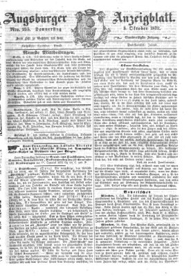 Augsburger Anzeigeblatt Donnerstag 3. Oktober 1872