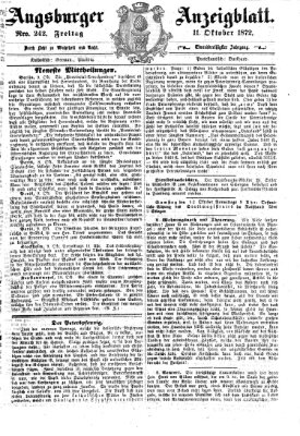 Augsburger Anzeigeblatt Freitag 11. Oktober 1872