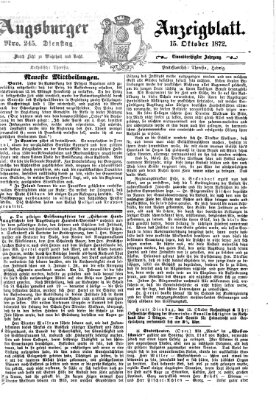 Augsburger Anzeigeblatt Dienstag 15. Oktober 1872