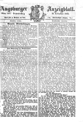 Augsburger Anzeigeblatt Donnerstag 17. Oktober 1872