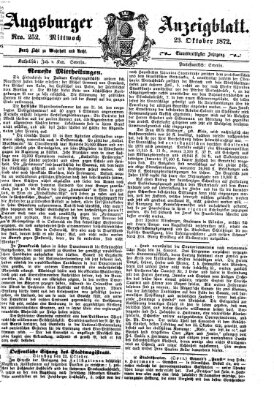 Augsburger Anzeigeblatt Mittwoch 23. Oktober 1872