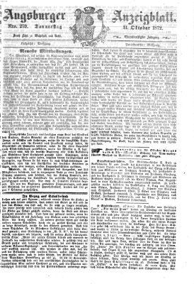 Augsburger Anzeigeblatt Donnerstag 31. Oktober 1872