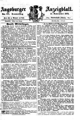 Augsburger Anzeigeblatt Donnerstag 14. November 1872
