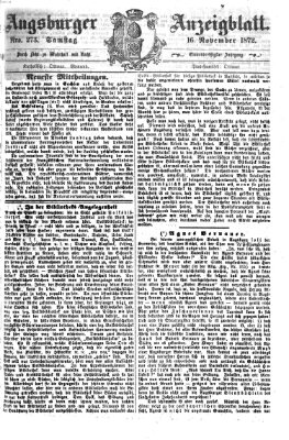 Augsburger Anzeigeblatt Samstag 16. November 1872