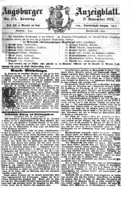 Augsburger Anzeigeblatt Sonntag 17. November 1872