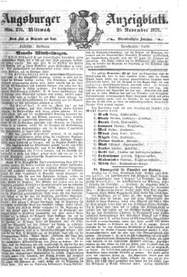 Augsburger Anzeigeblatt Mittwoch 20. November 1872
