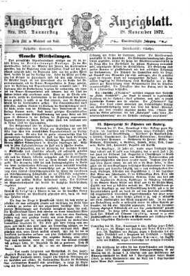 Augsburger Anzeigeblatt Donnerstag 28. November 1872