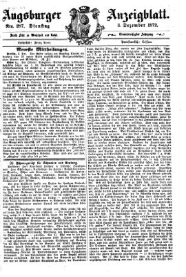 Augsburger Anzeigeblatt Dienstag 3. Dezember 1872