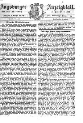 Augsburger Anzeigeblatt Mittwoch 11. Dezember 1872