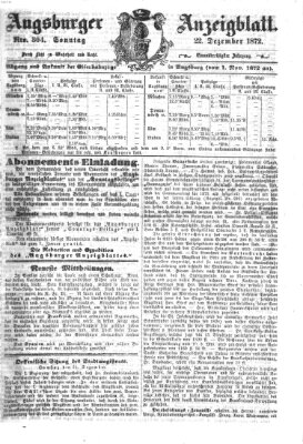 Augsburger Anzeigeblatt Sonntag 22. Dezember 1872